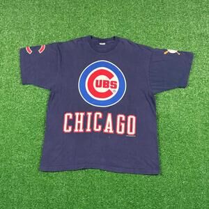 Vintage 90s Pro Player Chicago Cubs AOP blue t shirt single stitch made in usa